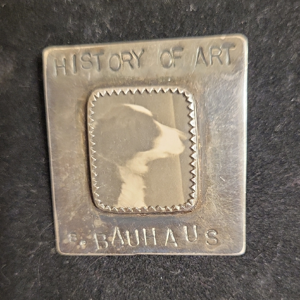 History of Art Bauhaus Sterling  Silver Artist Signed  Photo Frame Pin